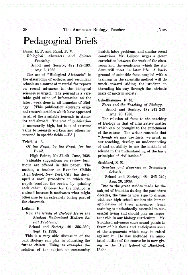 First page of Pedagogical Briefs