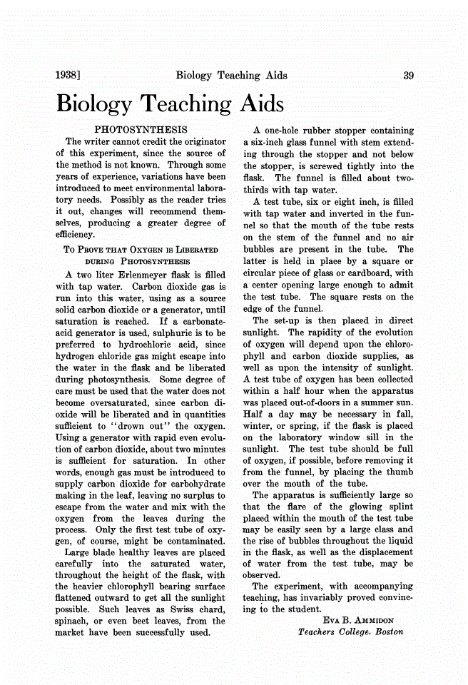 First page of Biology Teaching Aids