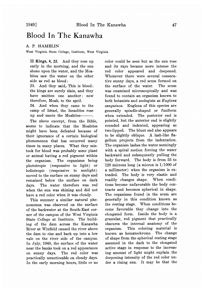 First page of Blood in the Kanawha