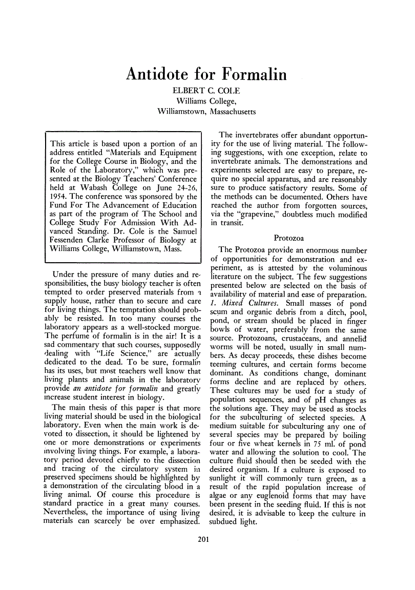 First page of Antidote for Formalin