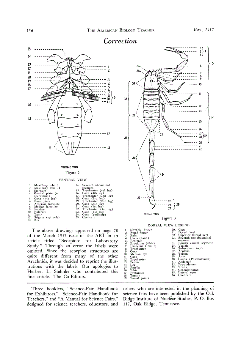 First page of Correction: Scorpions for Laboratory Study