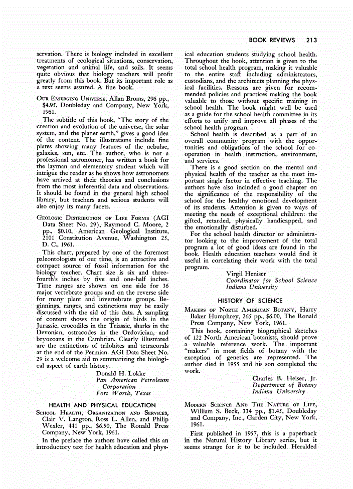 First page of Review: <italic>Geologic Distribution of Life Forms</italic>, by Raymond C. Moore