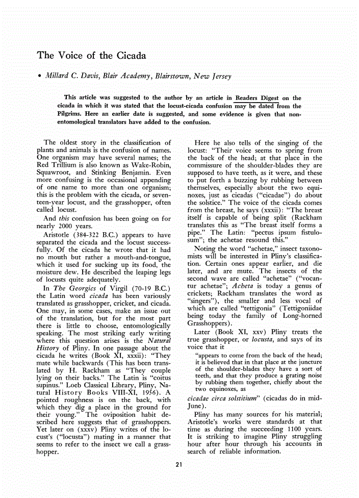 First page of The Voice of the Cicada