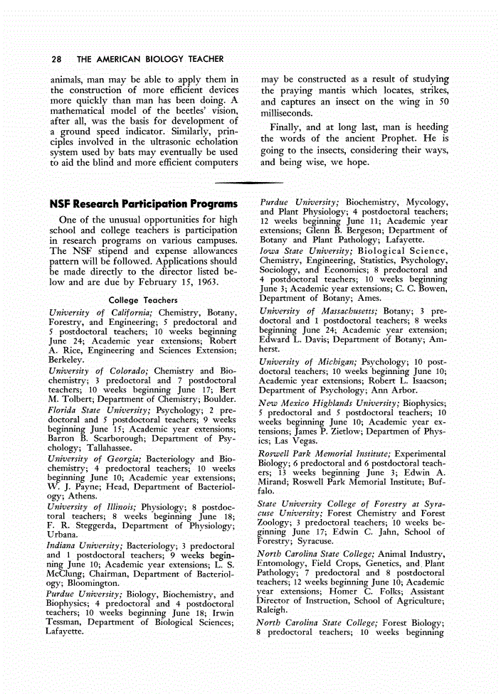 First page of NSF Research Participation Programs