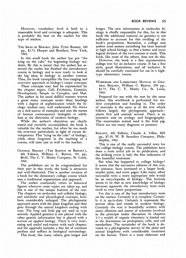 First page of Review: <italic>General Biology (The Science of Biology)</italic>, by William C. Beaver