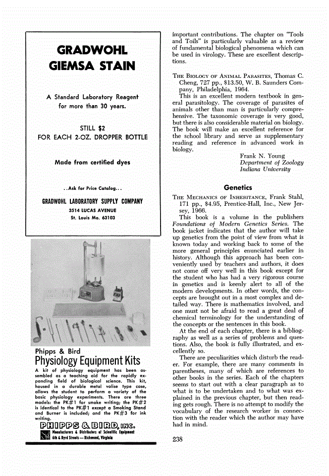 First page of Review: <italic>The Biology of Animal Parasites</italic>, by Thomas C. Cheng