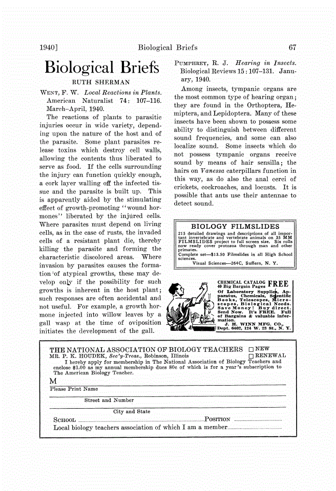 First page of Biological Briefs