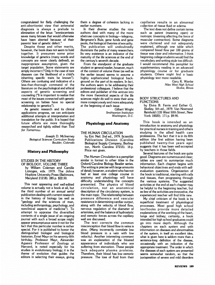 First page of Review: <italic>The Human Circulation</italic>, by Eric Neil