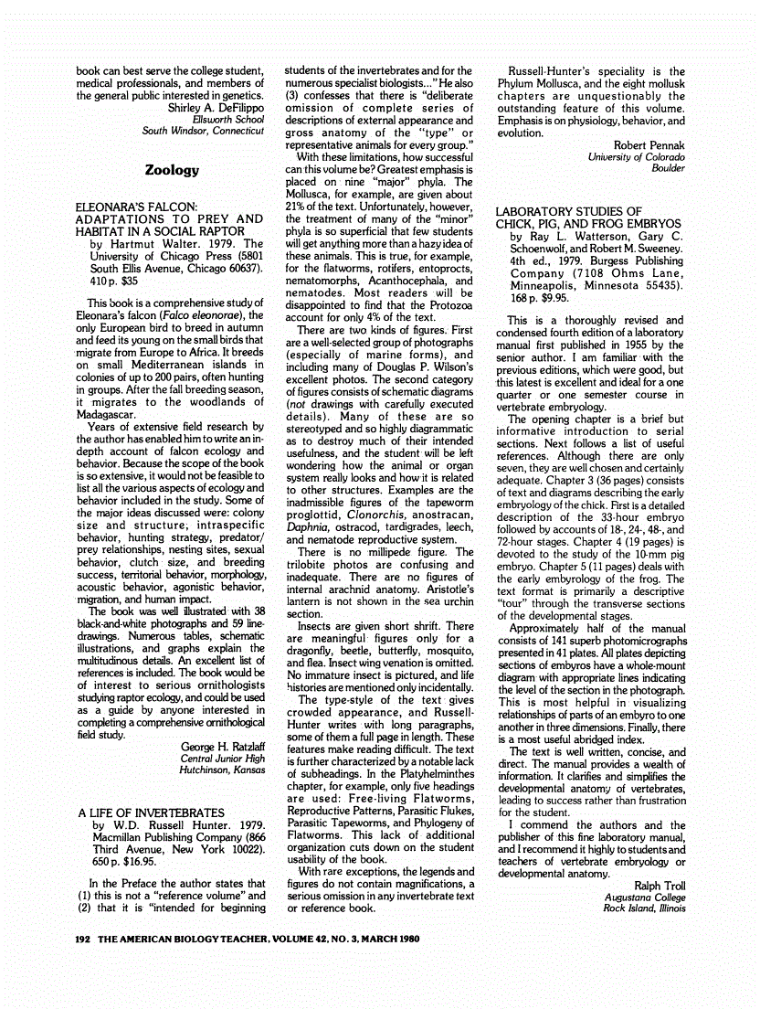 First page of Review: <italic>Eleonara's Falcon: Adaptations to Prey and Habitat in a Social Raptor</italic>, by Hartmut Walter