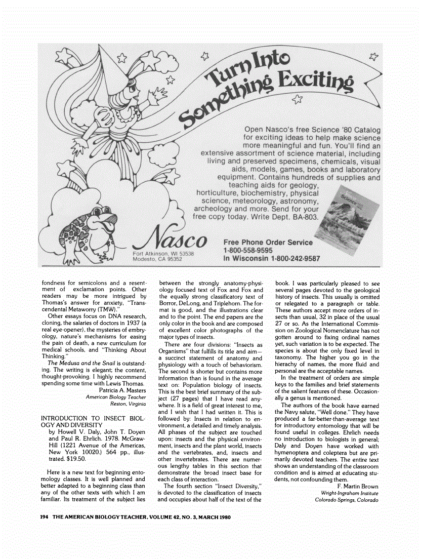 First page of Review: <italic>Introduction to Insect Biology and Diversity</italic>, by Howell V. Daly, John T. Doyen, and Paul R. Ehrlich