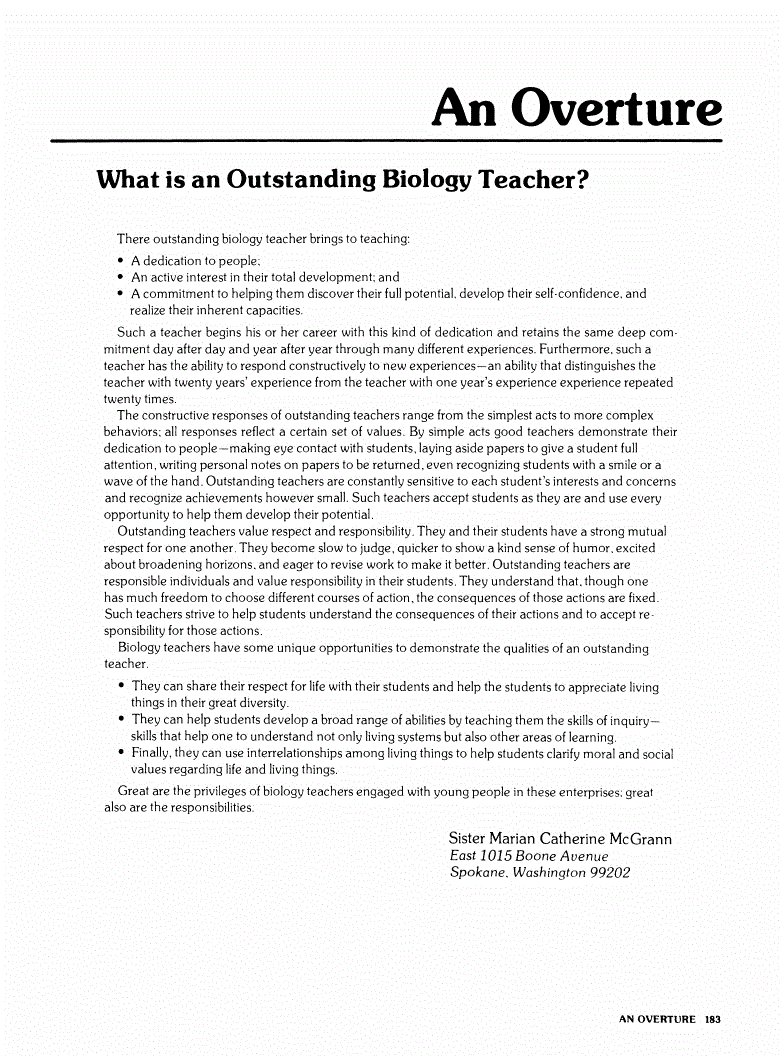 First page of What Is an Outstanding Biology Teacher?