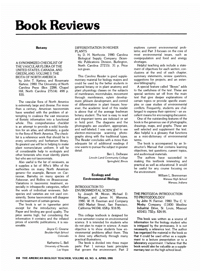 First page of Review: <italic>The Protozoa: Introduction to Protozoology</italic>, by John N. Farmer