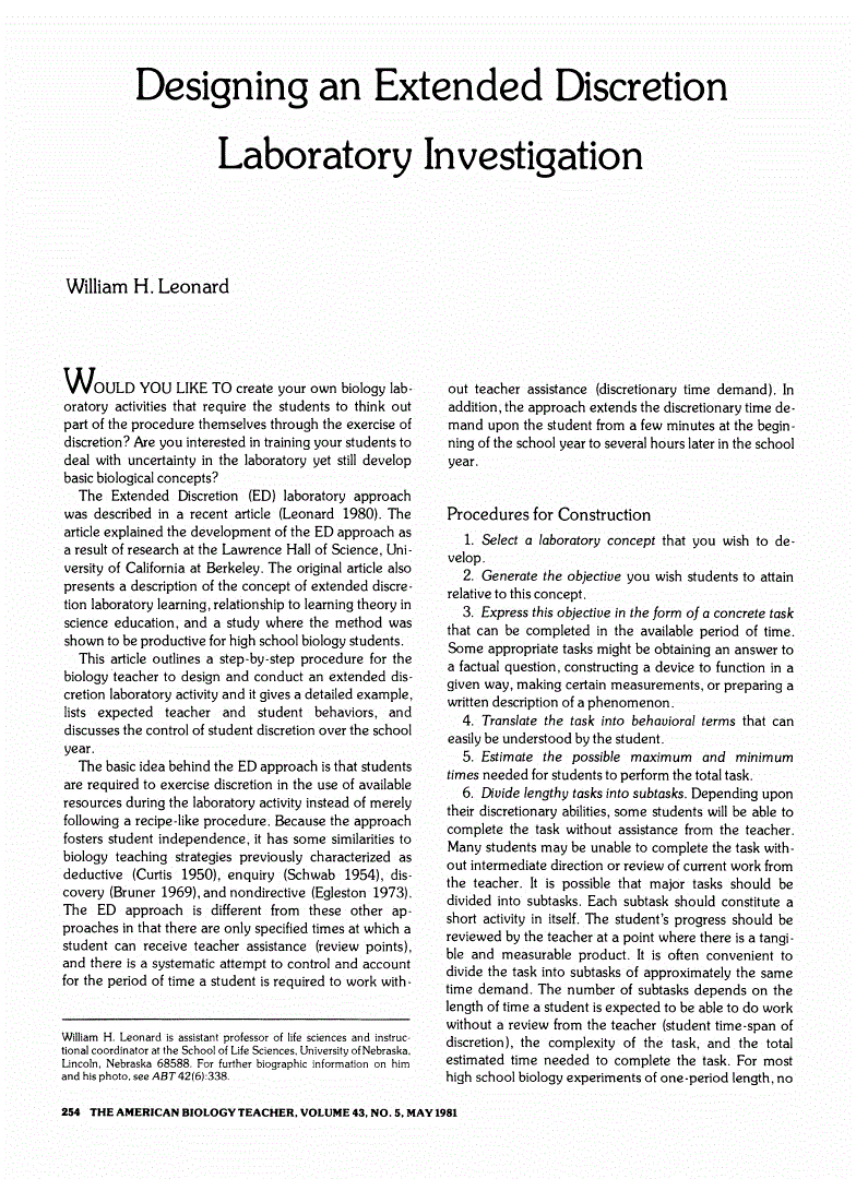 First page of Designing an Extended Discretion Laboratory Investigation