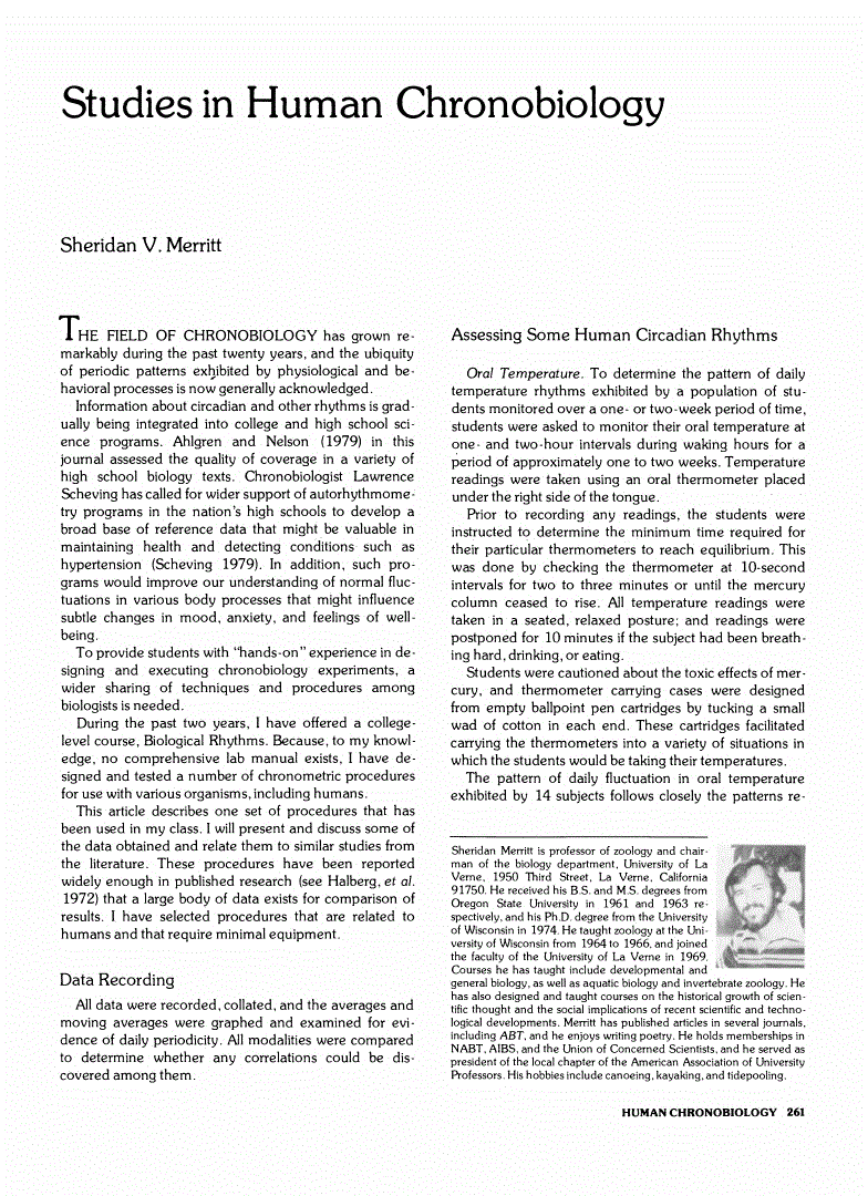 First page of Studies in Human Chronobiology