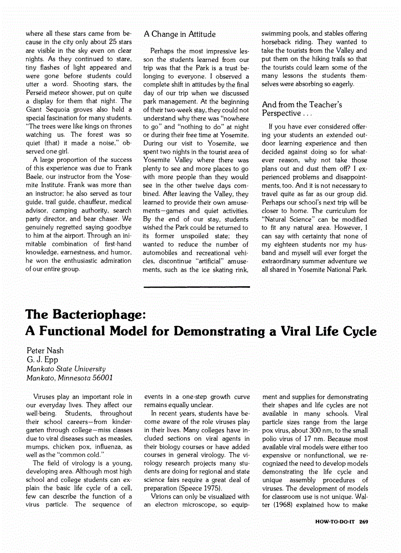 First page of The Bacteriophage: A Functional Model for Demonstrating a Viral Life Cycle