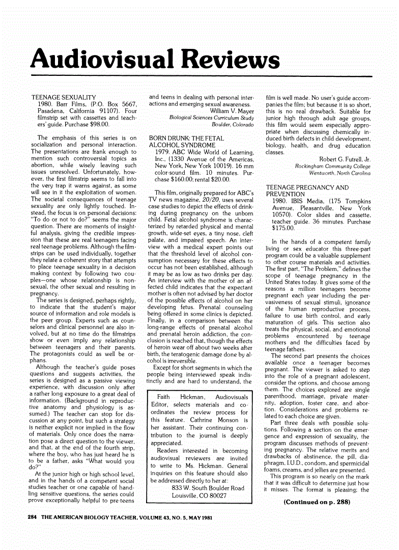 First page of Review: <italic>Teenage Pregnancy and Prevention</italic>