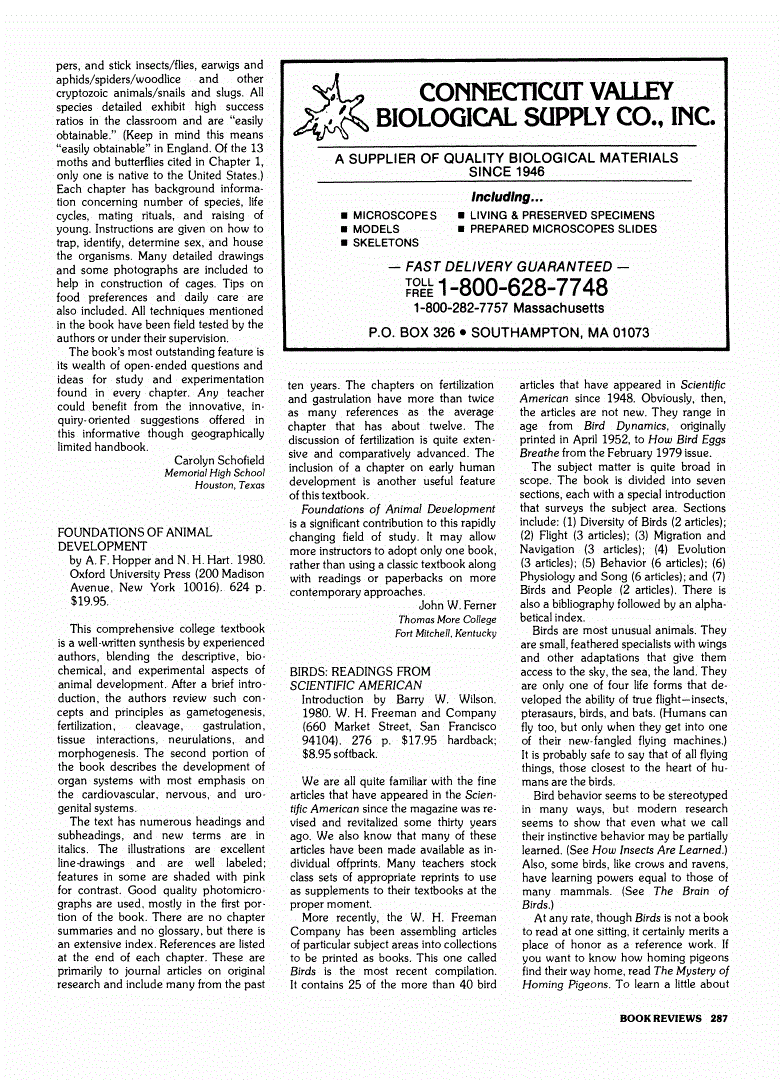 First page of Review: <italic>Foundations of Animal Development</italic>, by A. F. Hopper and N. H. Hart