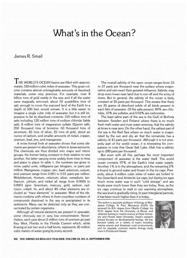 First page of What's in the Ocean?