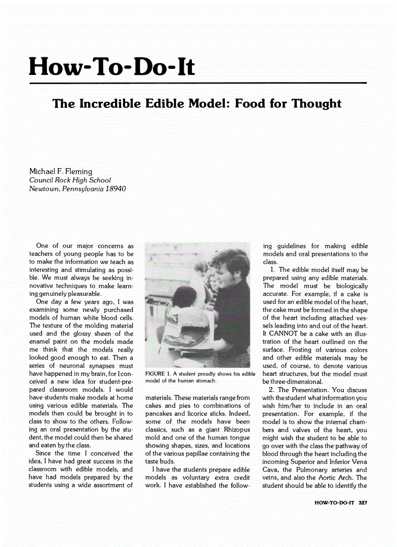 First page of The Incredible Edible Model: Food for Thought