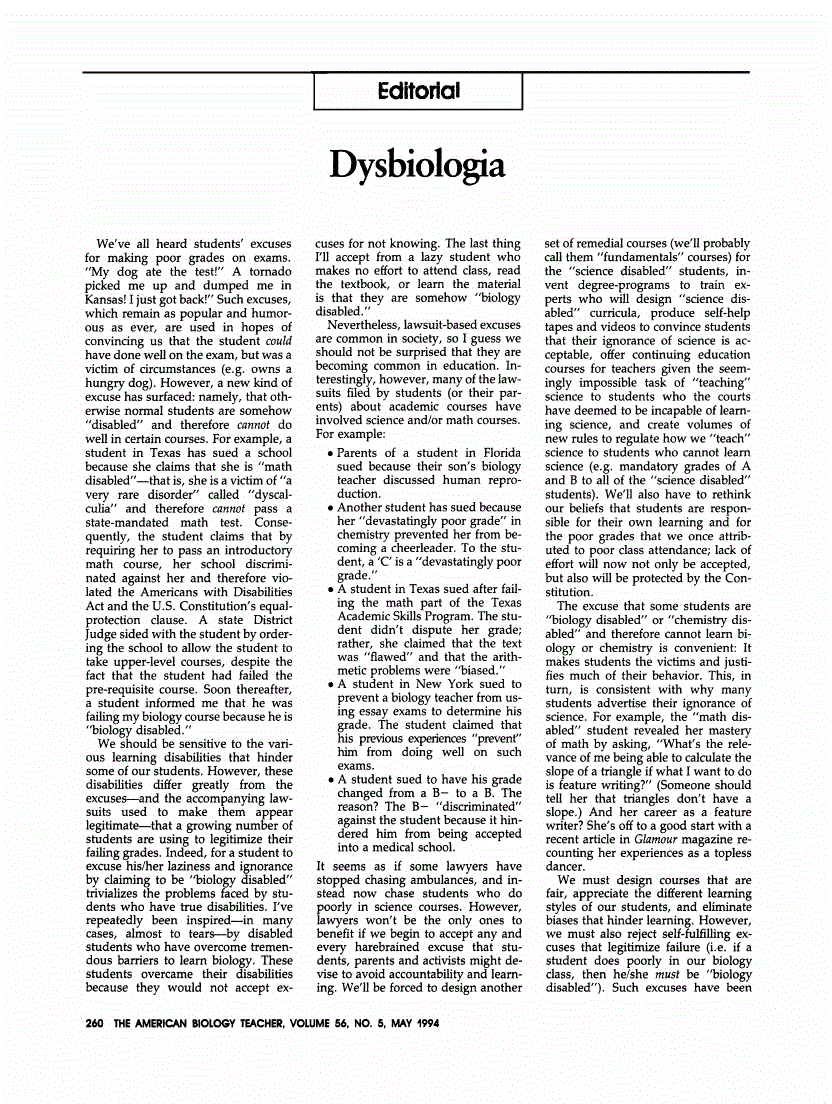 First page of Dysbiologia
