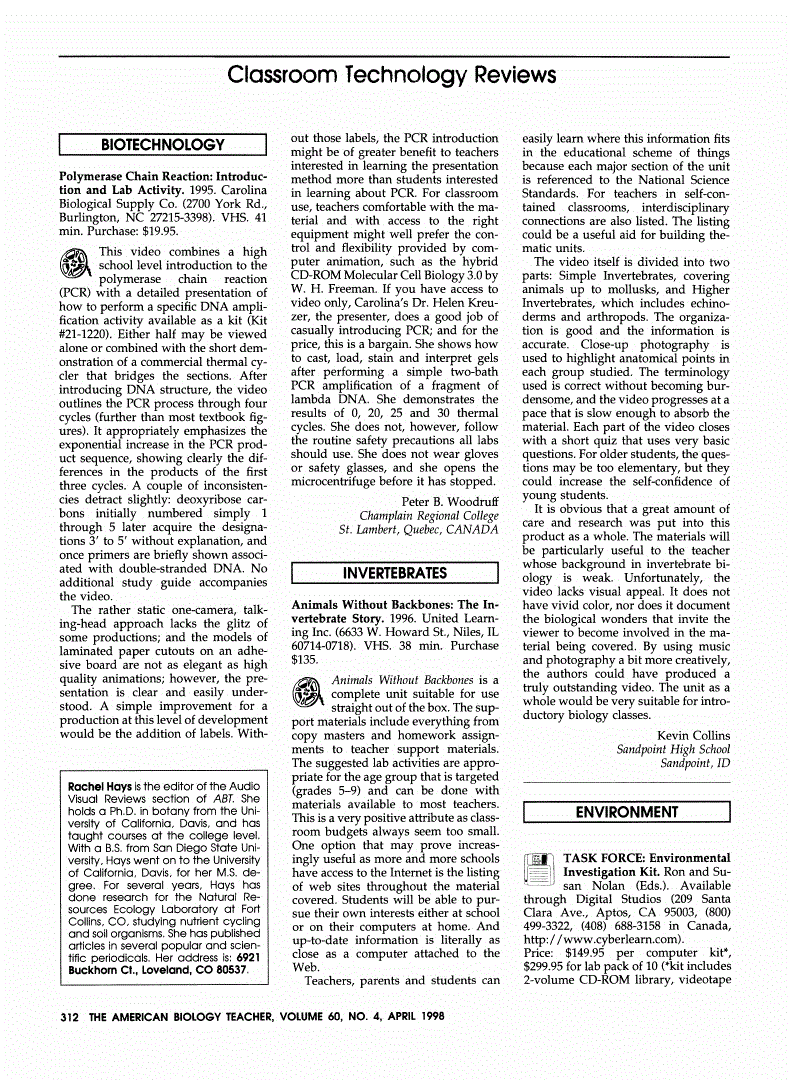 First page of Review: <italic>Polymerase Chain Reaction: Introduction and Lab Activity</italic>