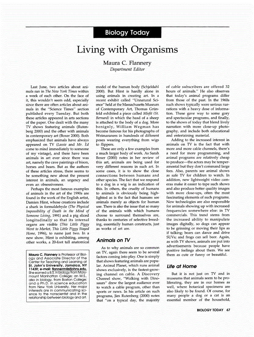 First page of Living with Organisms