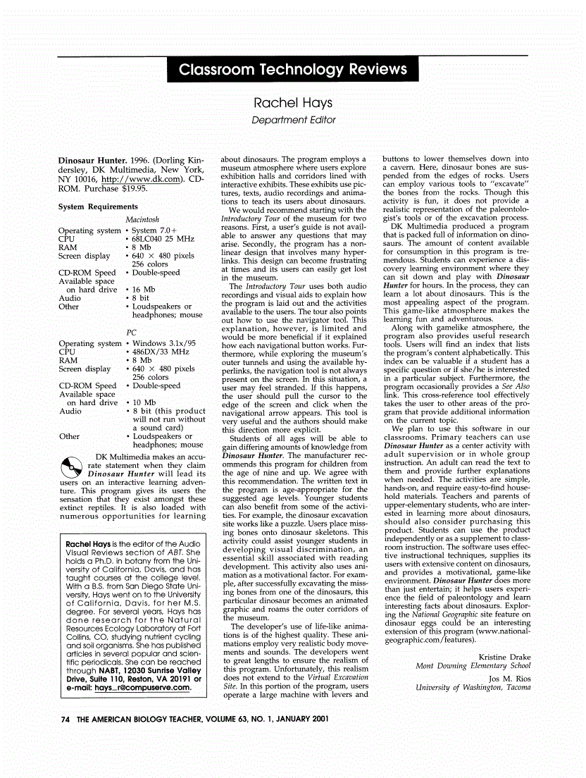 First page of Review: <italic>Dinosaur Hunter</italic>