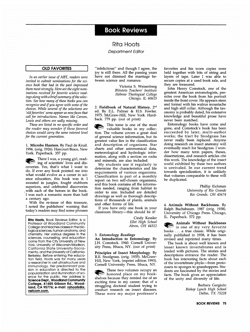 First page of Review: <italic>Entomology Readings an Introduction to Entomology</italic>, by J. H. Comstock