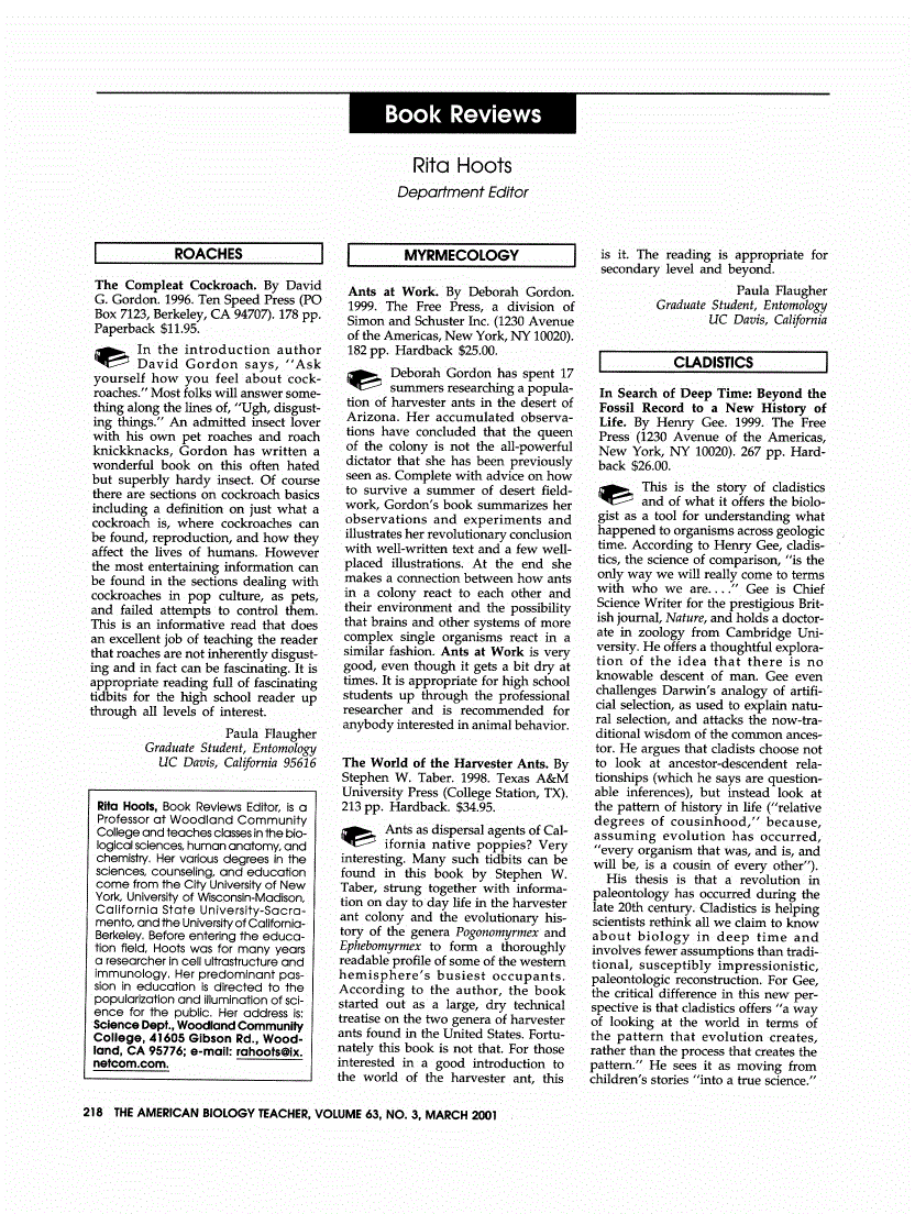 First page of Review: <italic>In Search of Deep Time: Beyond the Fossil Record to a New History of Life</italic>, by Henry Gee