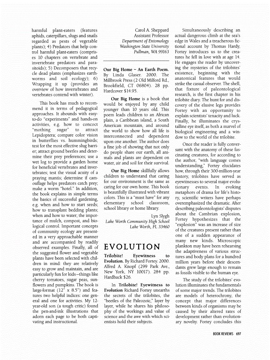 First page of Review: <italic>Trilobite! Eyewitness to Evolution</italic>, by Richard Fortey