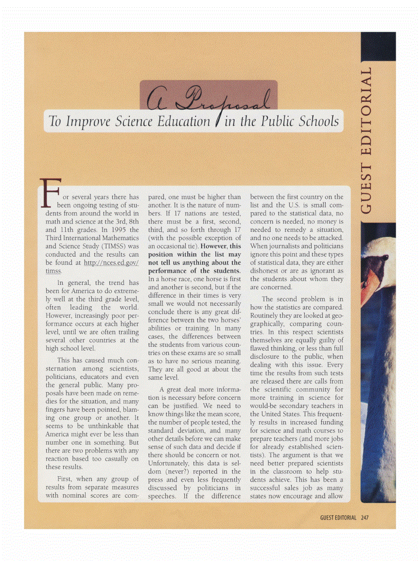 First page of A Proposal to Improve Science Education in the Public Schools
