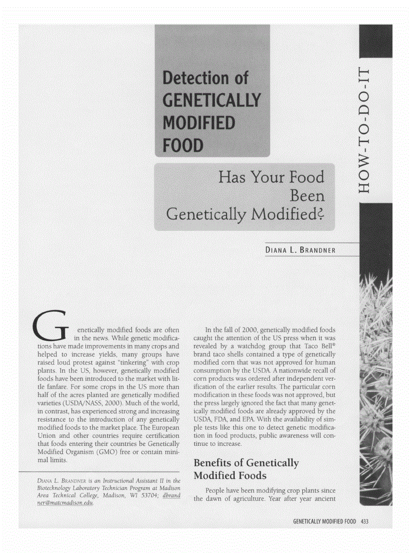 First page of Detection of Genetically Modified Food: Has Your Food Been Genetically Modified?