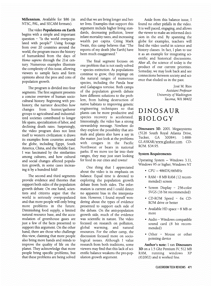 First page of Dinosaur Biology