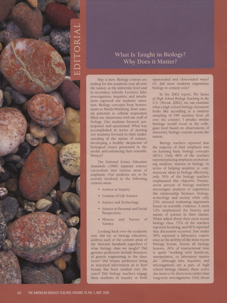 First page of What Is Taught in Biology? Why Does It Matter?