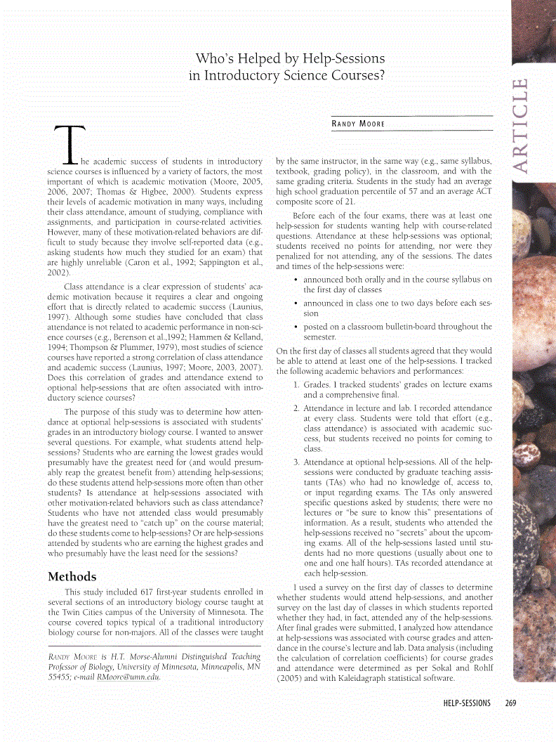 First page of Who's Helped by Help-Sessions in Introductory Science Courses?