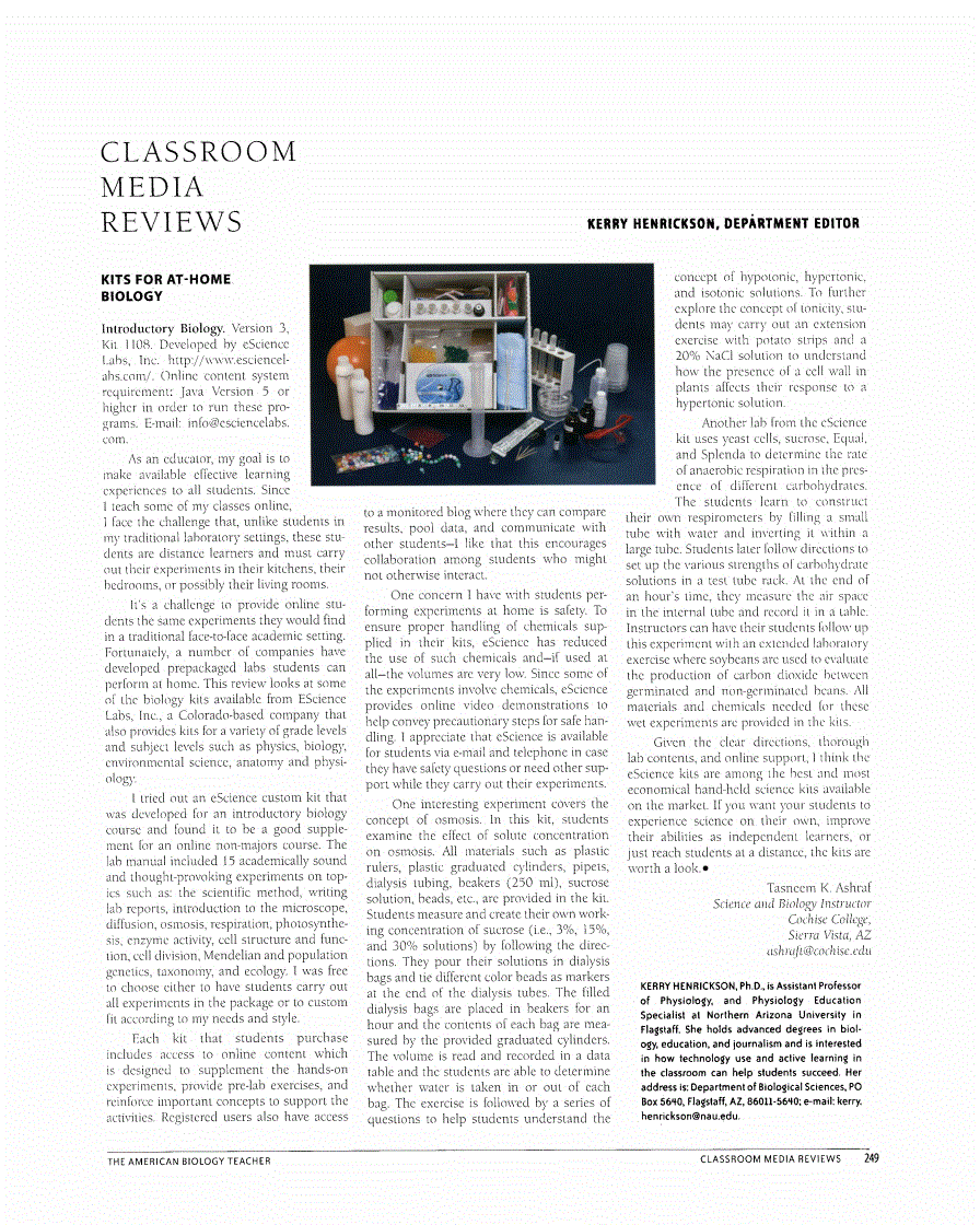 First page of Review: <italic>Introductory Biology</italic>