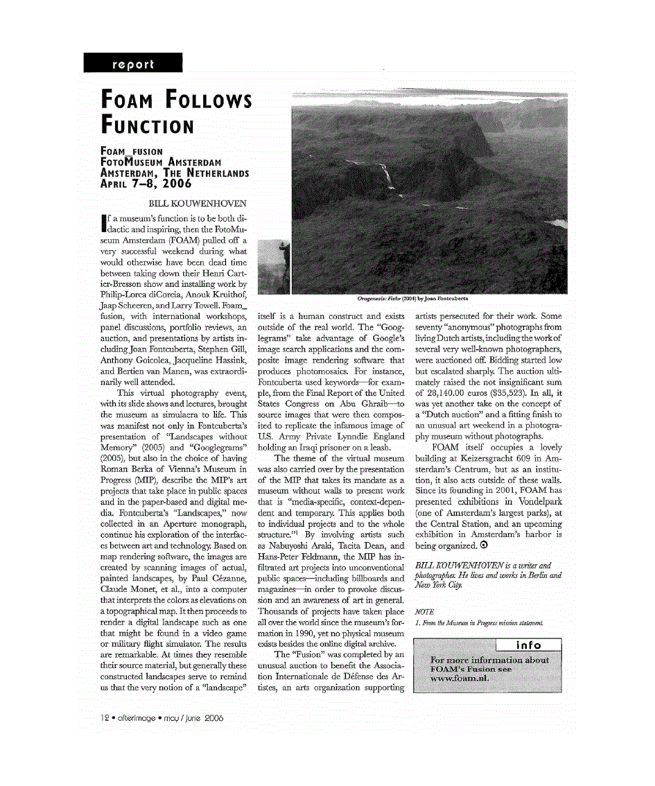 First page of Foam Follows Function