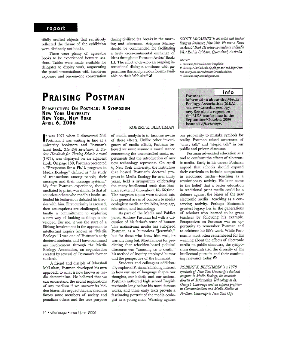 First page of Praising Postman
