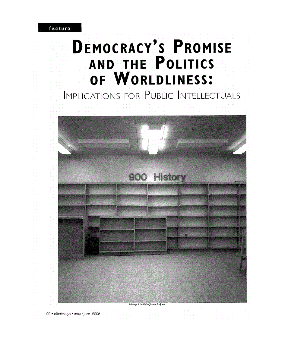 First page of Democracy’s Promise and the Politics of Worldliness<subtitle>Implications for Public Intellectuals</subtitle>