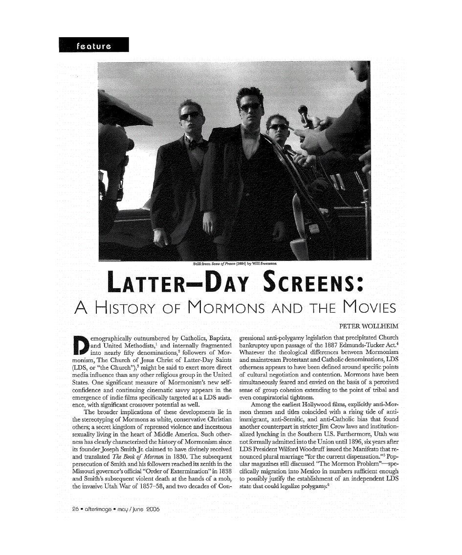 First page of Latter–D ay Screens<subtitle>A History of Mormons and the Movies</subtitle>