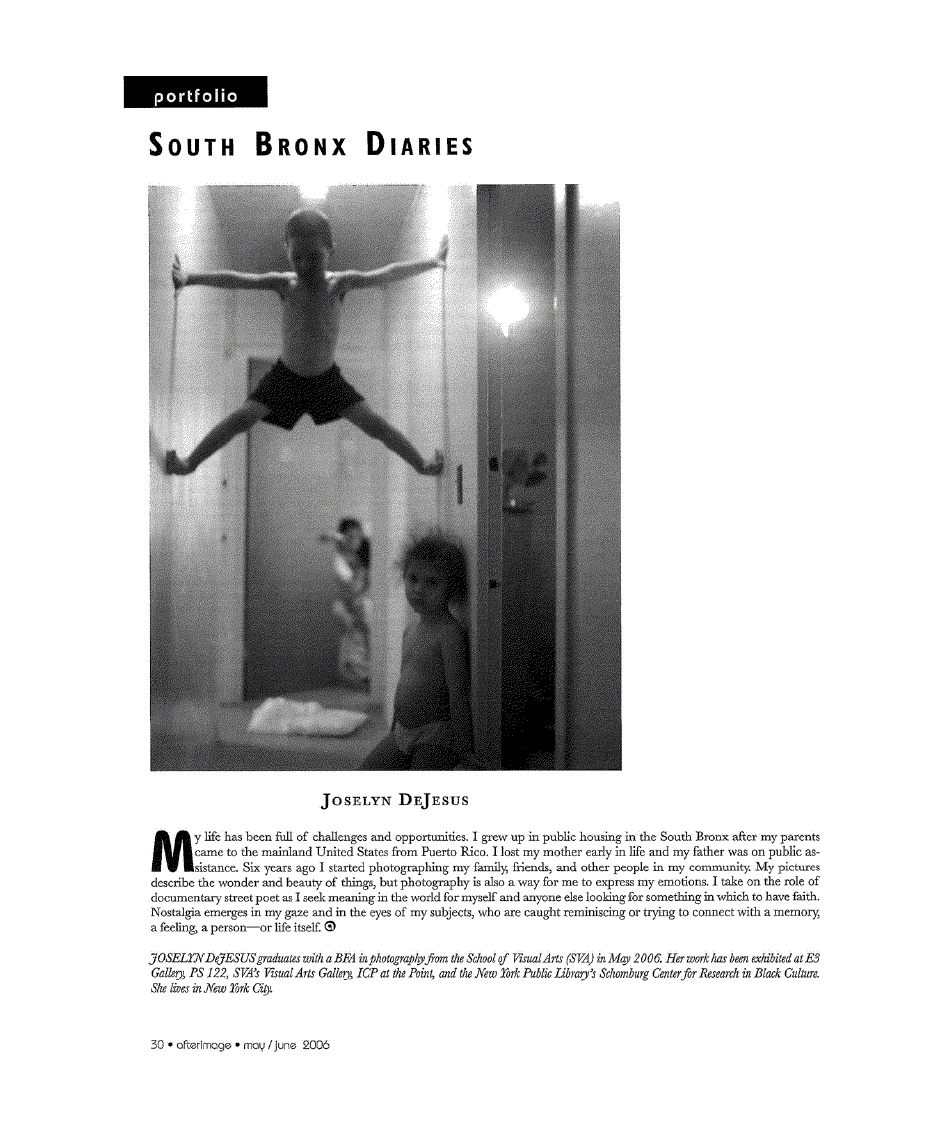 First page of South Bronx Diaries