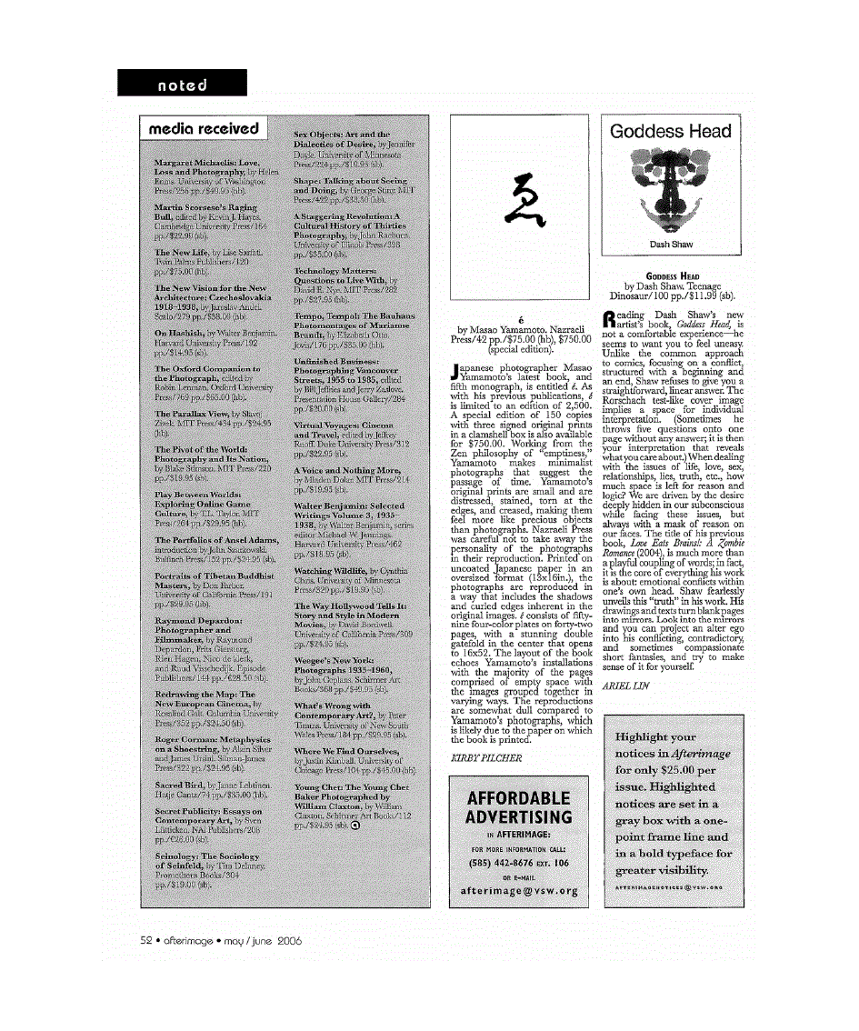 First page of Media Noted and Received