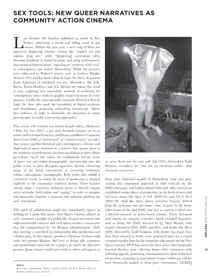 First page of Sex Tools: New Queer Narratives as Community Action Cinema
