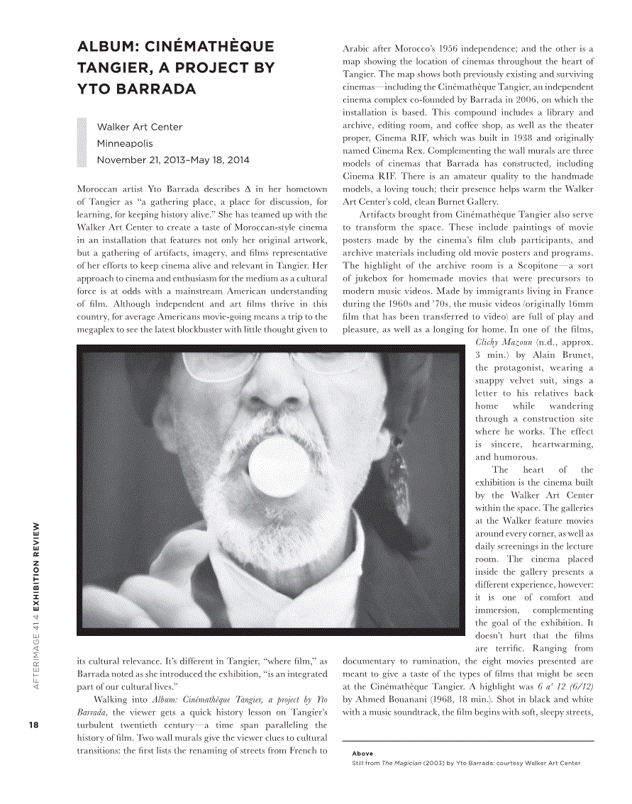 First page of Album: Cinémathèque Tangier, A Project by Yto Barrada