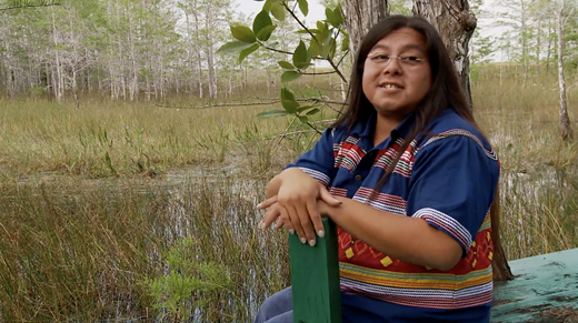 Indigenous artist and reverend Houston R. Cypress shares stories of reclaiming of tree islands for community gatherings in Tree Island (2018), a film in SwampScapes (2018), produced and directed by Elizabeth Miller, Kim Grinfeder, and Juan Carlos Zaldivar.