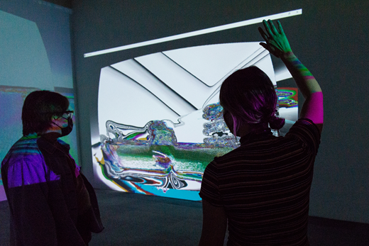 Installation view of Contingent Systems (2021) at Illingworth Kerr Gallery; courtesy Illingworth Kerr Gallery, Alberta University of the Arts; photograph by Chelsea Yang-Smith.
