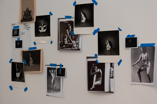 Installation view of Re-Pose (2022) by Tarrah Krajnak at REDCAT, Los Angeles; photograph by Angel Origgi.