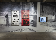 Installation view of Tina Girouard: SIGN-IN at Center for Art, Research and Alliances (CARA), New York City, 2024; photograph by Kris Graves; Tina Girouard Art © The Estate of Tina Girouard/Artists Rights Society (ARS), New York.