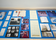 Installation view of Tina Girouard: SIGN-IN at Center for Art, Research and Alliances (CARA), New York City, 2024; photograph by Kris Graves; Tina Girouard Art © The Estate of Tina Girouard/Artists Rights Society (ARS), New York.