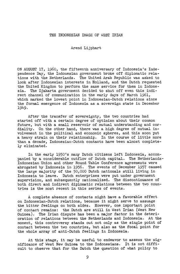 First page of The Indonesian Image of West Irian